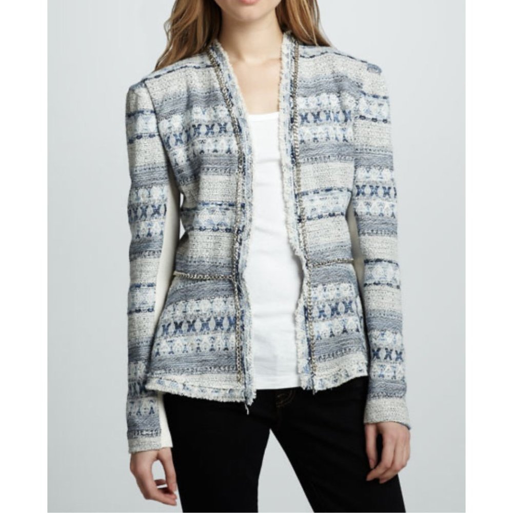Rebecca Taylor Chain-Trim Tweed Jacket